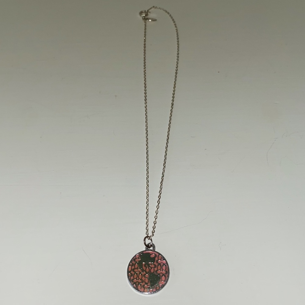 silver chain pendant necklace w coach charm